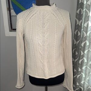 White + Warren 100% Cotton Cable Knit Crew Neck Sweater SZ Medium